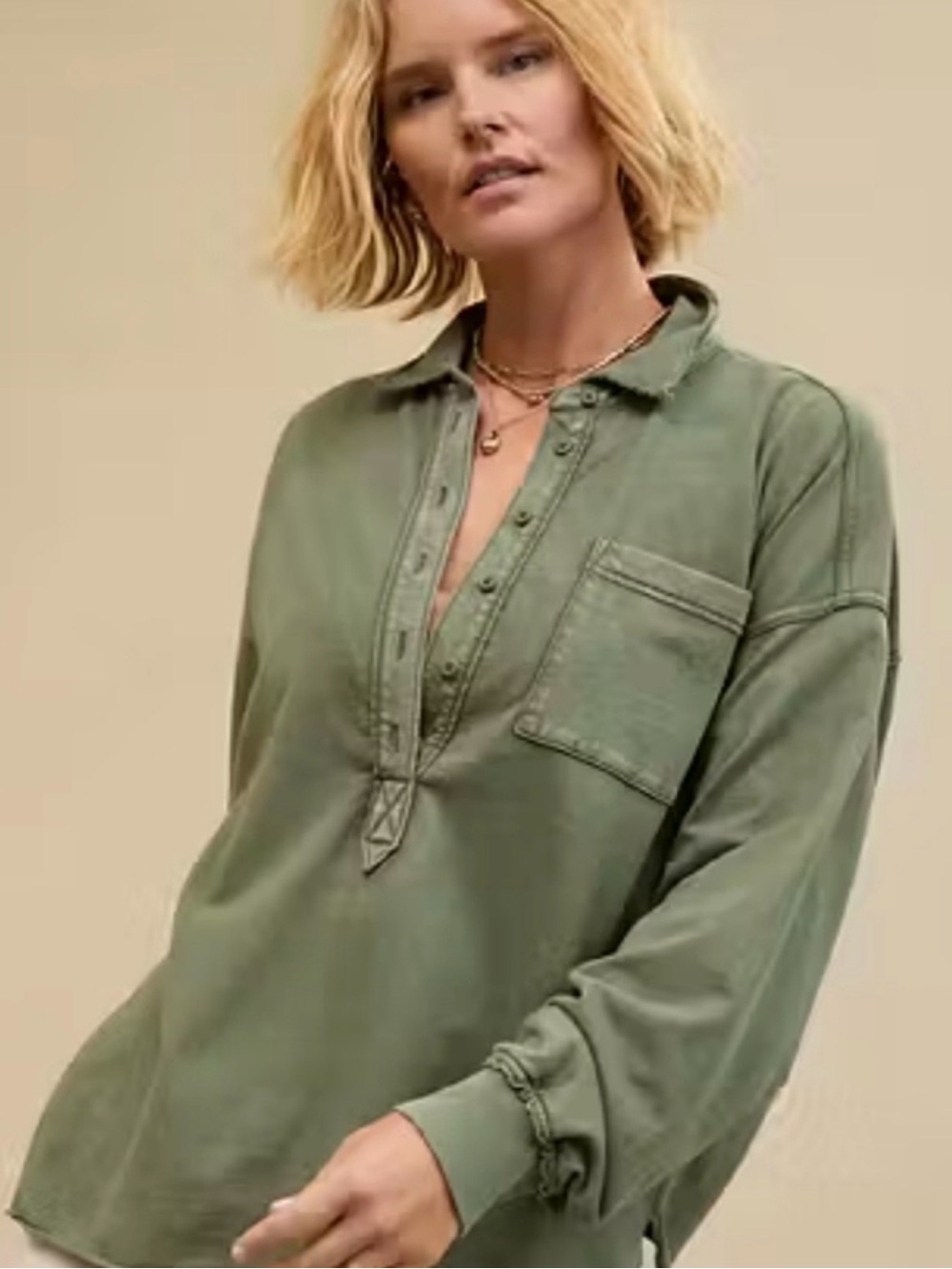 Aerie Take It Easy Popover Polo Sweatshirt - XS - Picture 2 of 5